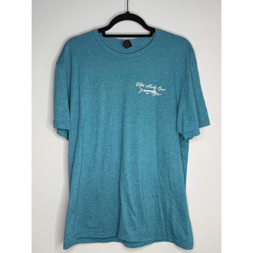 Gildan Blue White Marlin Open 50th Anniversary T-Shirt Size S EUC